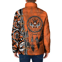 Canada Indigenous Orange Shirt Day Padded Jacket Haida Dreamcatcher Art
