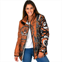 Canada Indigenous Orange Shirt Day Padded Jacket Haida Dreamcatcher Art