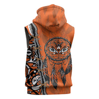 Canada Indigenous Orange Shirt Day Sleeveless Hoodie Haida Dreamcatcher Art