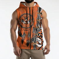 Canada Indigenous Orange Shirt Day Sleeveless Zip Hoodie Haida Dreamcatcher Art
