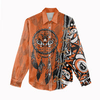 Canada Indigenous Orange Shirt Day Women Casual Shirt Haida Dreamcatcher Art