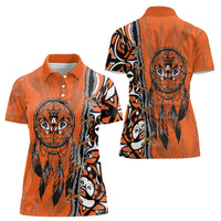 Canada Indigenous Orange Shirt Day Women Polo Shirt Haida Dreamcatcher Art