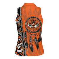 Canada Indigenous Orange Shirt Day Women Sleeveless Polo Shirt Haida Dreamcatcher Art