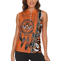Canada Indigenous Orange Shirt Day Women Sleeveless Polo Shirt Haida Dreamcatcher Art