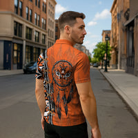 Canada Indigenous Orange Shirt Day Zipper Polo Shirt Haida Dreamcatcher Art