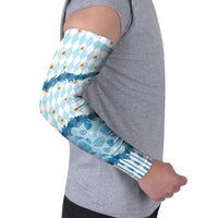 Oktoberfest Bavarian Heritage Arm Sleeves Edelweiss Beer Festival Blue Pattern