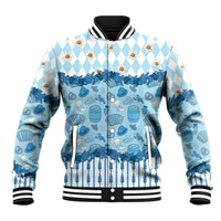 Oktoberfest Bavarian Heritage Baseball Jacket Edelweiss Beer Festival Blue Pattern