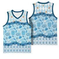 Oktoberfest Bavarian Heritage Basketball Jersey Edelweiss Beer Festival Blue Pattern
