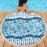 Oktoberfest Bavarian Heritage Beach Blanket Edelweiss Beer Festival Blue Pattern