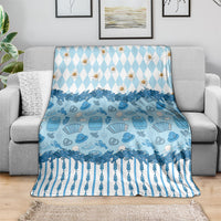 Oktoberfest Bavarian Heritage Blanket Edelweiss Beer Festival Blue Pattern