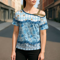Oktoberfest Bavarian Heritage Cross Shoulder Shirt Edelweiss Beer Festival Blue Pattern