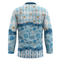 Oktoberfest Bavarian Heritage Hockey Jersey Edelweiss Beer Festival Blue Pattern