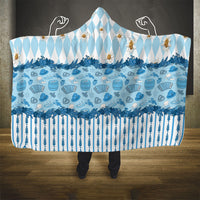 Oktoberfest Bavarian Heritage Hooded Blanket Edelweiss Beer Festival Blue Pattern