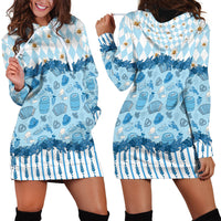 Oktoberfest Bavarian Heritage Hoodie Dress Edelweiss Beer Festival Blue Pattern