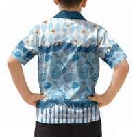 Oktoberfest Bavarian Heritage Kid Hawaiian Shirt Edelweiss Beer Festival Blue Pattern