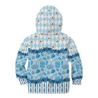 Oktoberfest Bavarian Heritage Kid Hoodie Edelweiss Beer Festival Blue Pattern
