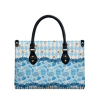 Oktoberfest Bavarian Heritage Leather Bag Edelweiss Beer Festival Blue Pattern