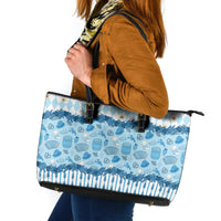 Oktoberfest Bavarian Heritage Leather Tote Bag Edelweiss Beer Festival Blue Pattern