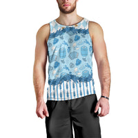 Oktoberfest Bavarian Heritage Men Tank Top Edelweiss Beer Festival Blue Pattern