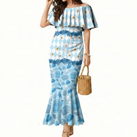 Oktoberfest Bavarian Heritage Mermaid Dress Edelweiss Beer Festival Blue Pattern