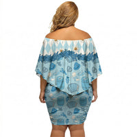 Oktoberfest Bavarian Heritage Off Shoulder Short Dress Edelweiss Beer Festival Blue Pattern