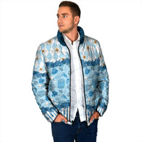 Oktoberfest Bavarian Heritage Padded Jacket Edelweiss Beer Festival Blue Pattern