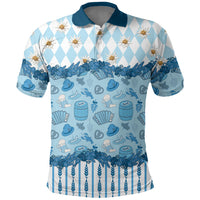 Oktoberfest Bavarian Heritage Polo Shirt Edelweiss Beer Festival Blue Pattern