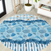Oktoberfest Bavarian Heritage Round Carpet Edelweiss Beer Festival Blue Pattern