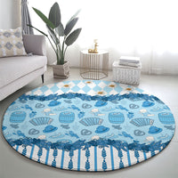 Oktoberfest Bavarian Heritage Round Carpet Edelweiss Beer Festival Blue Pattern