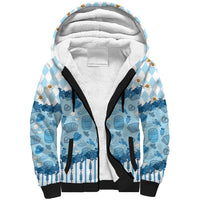 Oktoberfest Bavarian Heritage Sherpa Hoodie Edelweiss Beer Festival Blue Pattern