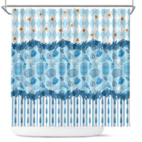 Oktoberfest Bavarian Heritage Shower Curtain Edelweiss Beer Festival Blue Pattern