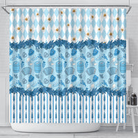Oktoberfest Bavarian Heritage Shower Curtain Edelweiss Beer Festival Blue Pattern