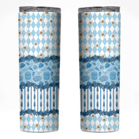 Oktoberfest Bavarian Heritage Skinny Tumbler Edelweiss Beer Festival Blue Pattern