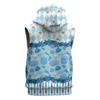 Oktoberfest Bavarian Heritage Sleeveless Zip Hoodie Edelweiss Beer Festival Blue Pattern