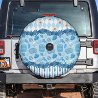 Oktoberfest Bavarian Heritage Spare Tire Cover Edelweiss Beer Festival Blue Pattern