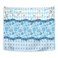 Oktoberfest Bavarian Heritage Tapestry Edelweiss Beer Festival Blue Pattern