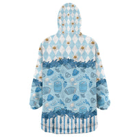 Oktoberfest Bavarian Heritage Wearable Blanket Hoodie Edelweiss Beer Festival Blue Pattern