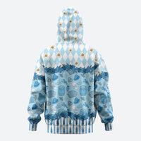 Oktoberfest Bavarian Heritage Zip Hoodie Edelweiss Beer Festival Blue Pattern