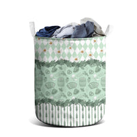 Oktoberfest Bavarian Heritage Laundry Basket Edelweiss Beer Festival Green Pattern