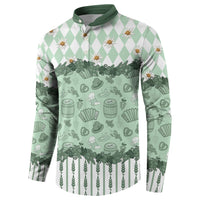 Oktoberfest Bavarian Heritage Button Sweatshirt Edelweiss Beer Festival Green Pattern