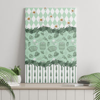 Oktoberfest Bavarian Heritage Canvas Wall Art Edelweiss Beer Festival Green Pattern