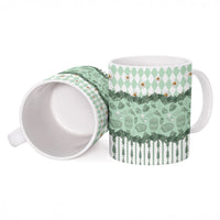 Oktoberfest Bavarian Heritage Ceramic Mug Edelweiss Beer Festival Green Pattern