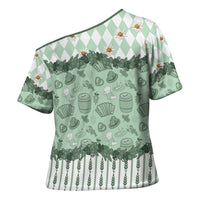 Oktoberfest Bavarian Heritage Cross Shoulder Shirt Edelweiss Beer Festival Green Pattern