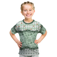 Oktoberfest Bavarian Heritage Kid T Shirt Edelweiss Beer Festival Green Pattern