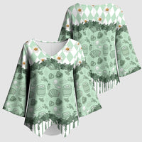 Oktoberfest Bavarian Heritage Kimono Sleeve Blouse Edelweiss Beer Festival Green Pattern