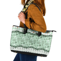 Oktoberfest Bavarian Heritage Leather Tote Bag Edelweiss Beer Festival Green Pattern