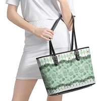 Oktoberfest Bavarian Heritage Leather Tote Bag Edelweiss Beer Festival Green Pattern