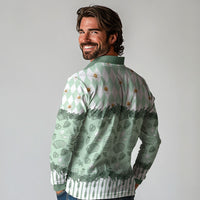 Oktoberfest Bavarian Heritage Long Sleeve Polo Shirt Edelweiss Beer Festival Green Pattern
