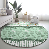 Oktoberfest Bavarian Heritage Round Carpet Edelweiss Beer Festival Green Pattern