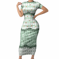 Oktoberfest Bavarian Heritage Short Sleeve Bodycon Dress Edelweiss Beer Festival Green Pattern